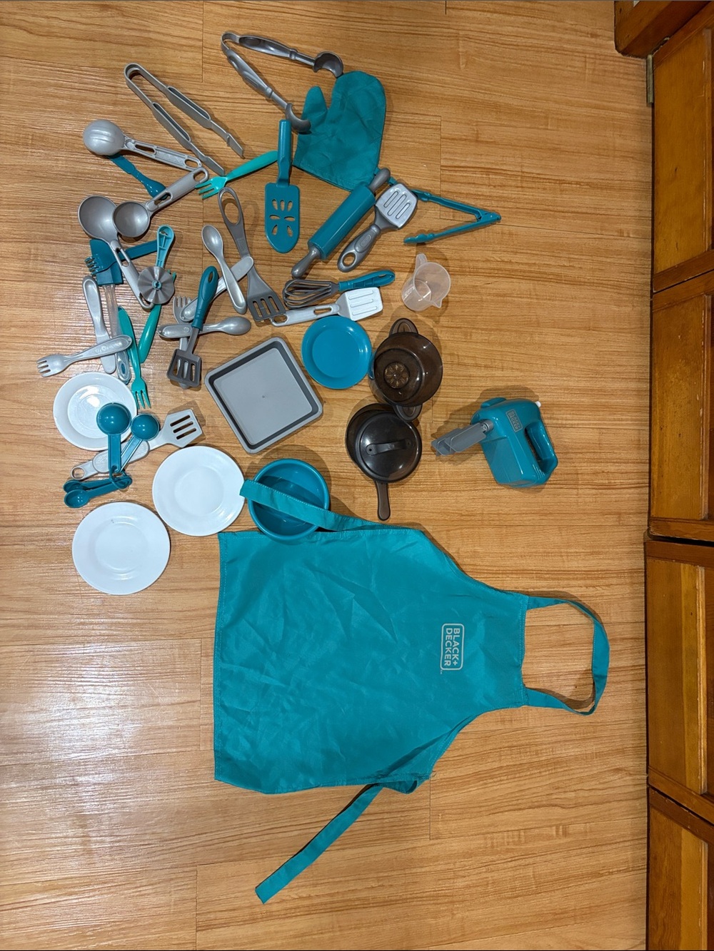 Black & Decker Teal Kids Play Kitchen Set with Apron & Accessories